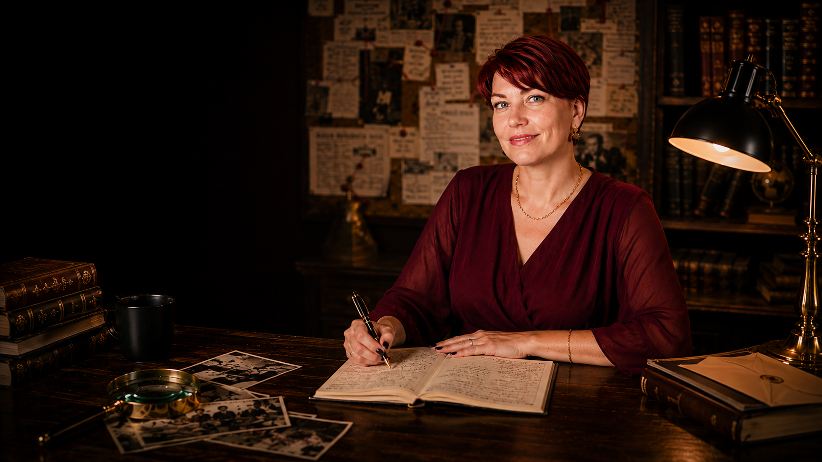 Nicole Schneider-Grain am Schreibtisch mit Fallakten